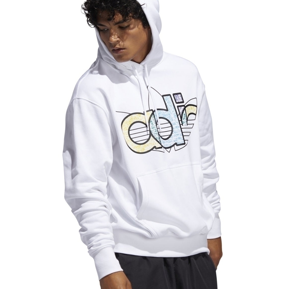 Adidas Originals Adi Trefoil Hoodie Fleece White Sweatshirt Hoodie Size M